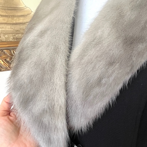 Vintage Large Kapmoor Wool Mink Black Coat Size L - Picture 15 of 15